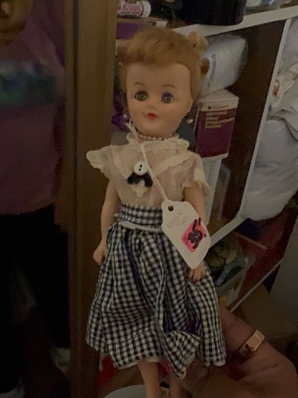 Kids Pink Lace Top and Black-White Gingham Skirt Dress